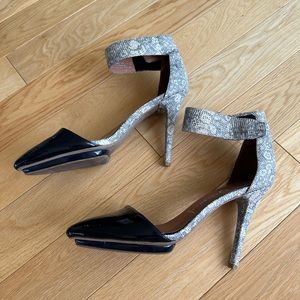Jeffrey Campbell snake skin pointed toe heels